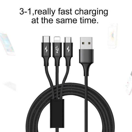 10 Foot High Speed 3-in-1 Lightning Micro & USB-C Charging Cable DailySale
