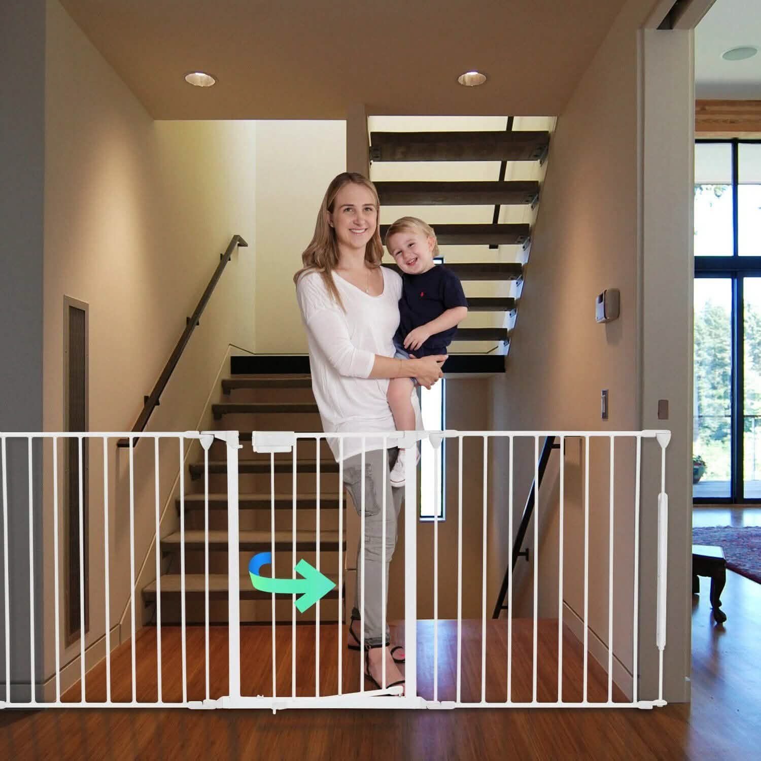 10 ft Wide Baby Gate Playard Satey Rail Fence Barrier Room Divider 5 Panels DailySale
