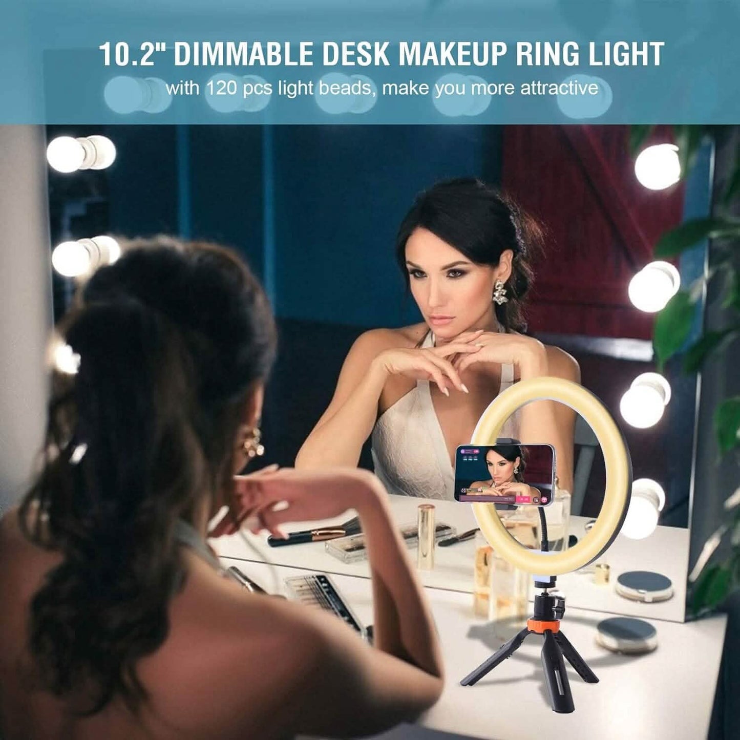 10" LED Ring Light, Selfie Ring Light with Stand and Phone Holder, 11 Brightness Levels (Refurbished) DailySale