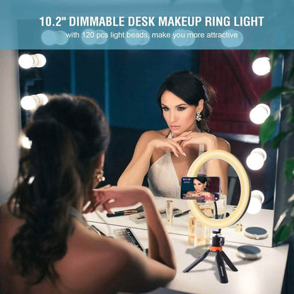10" LED Ring Light, Selfie Ring Light with Stand and Phone Holder, 11 Brightness Levels (Refurbished) DailySale