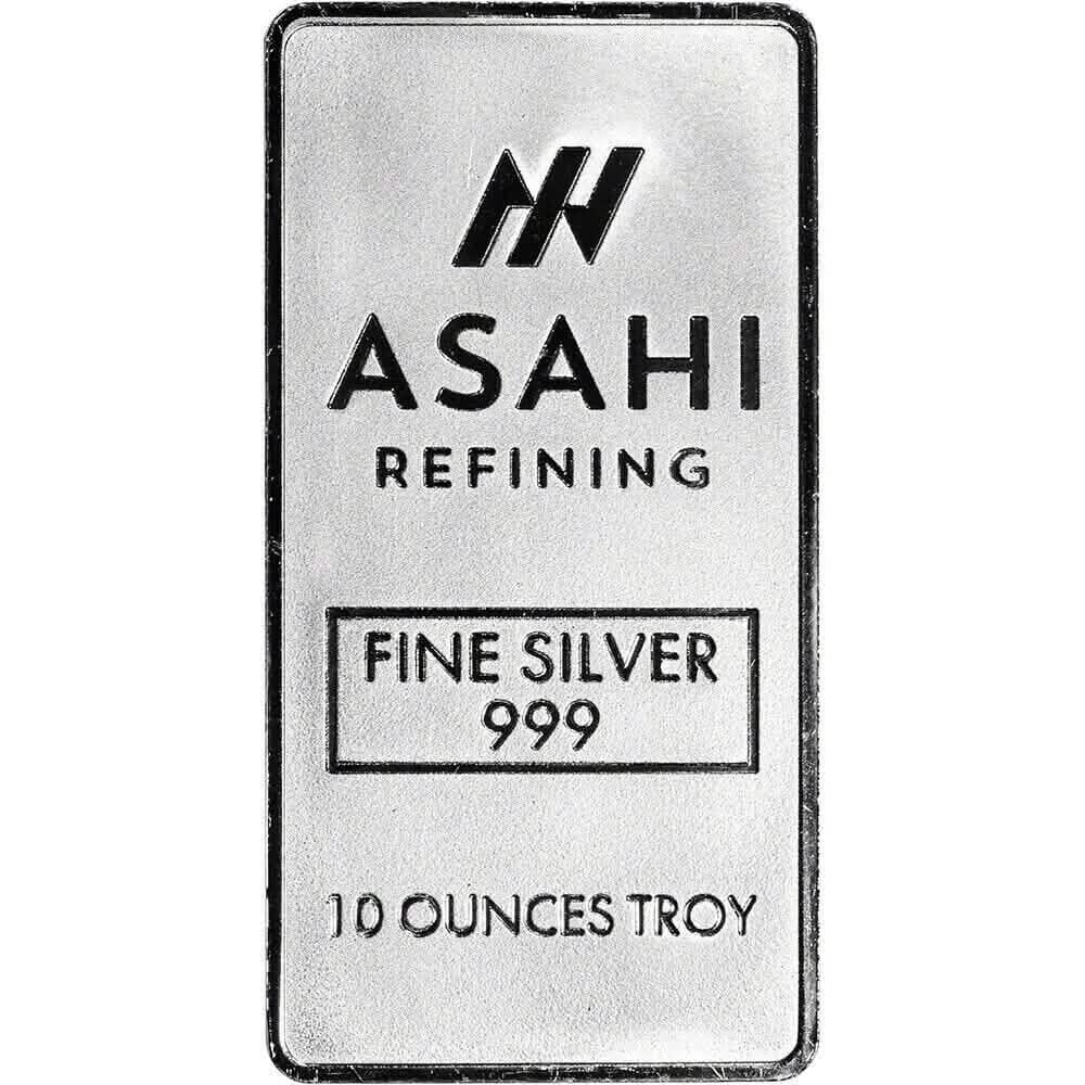 10 oz. Silver Bar - Asahi Refining - .999 Fine Silver in Sealed Protective Plastic DailySale