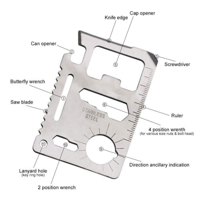 10-Pack: 11-in-1 Stainless Steel Survival Pocket Tool DailySale