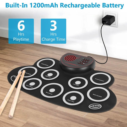 10 Pads Electric Drum Set Foldable DailySale