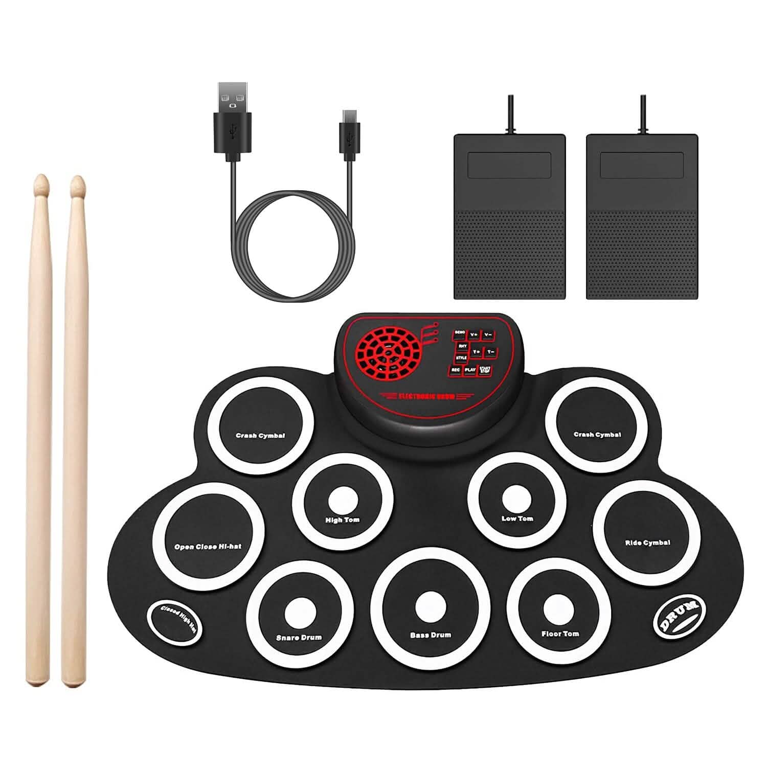 10 Pads Electric Drum Set Foldable DailySale