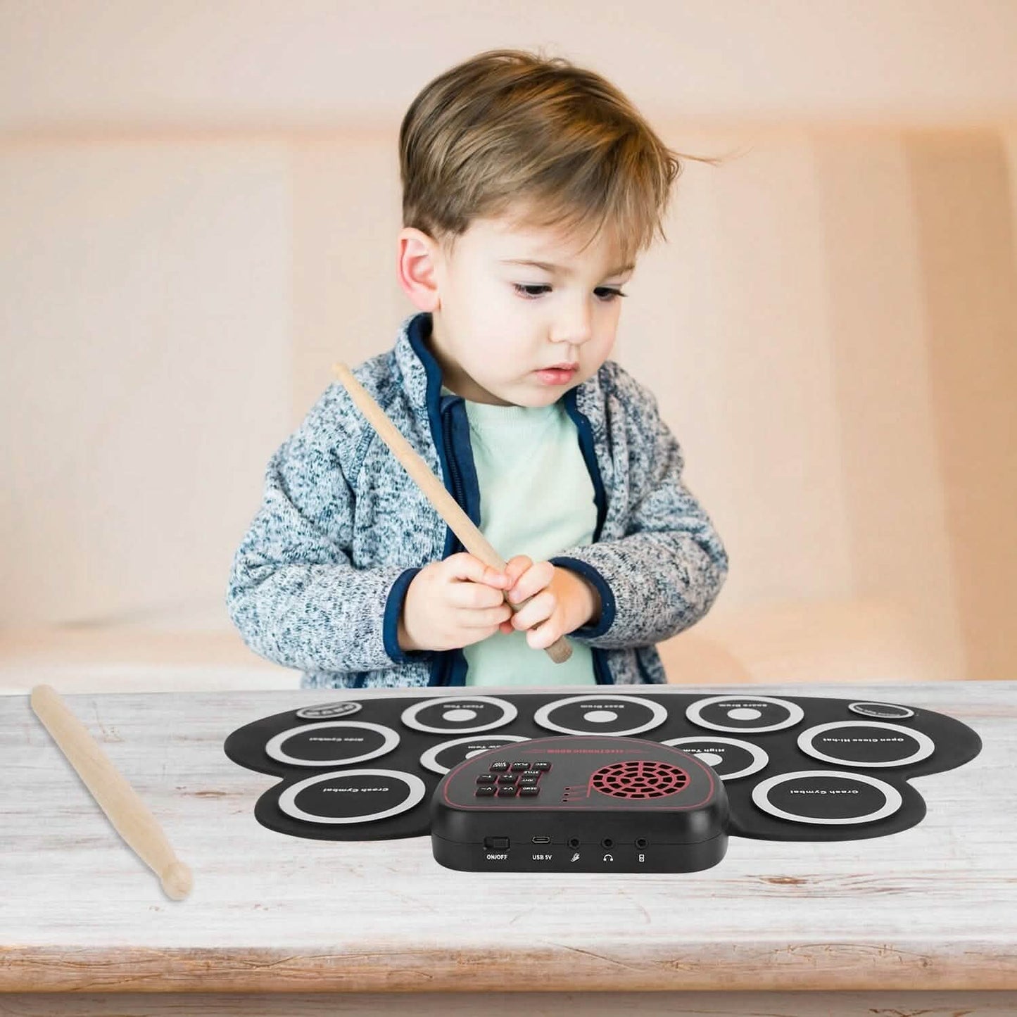 10 Pads Electric Drum Set Foldable DailySale
