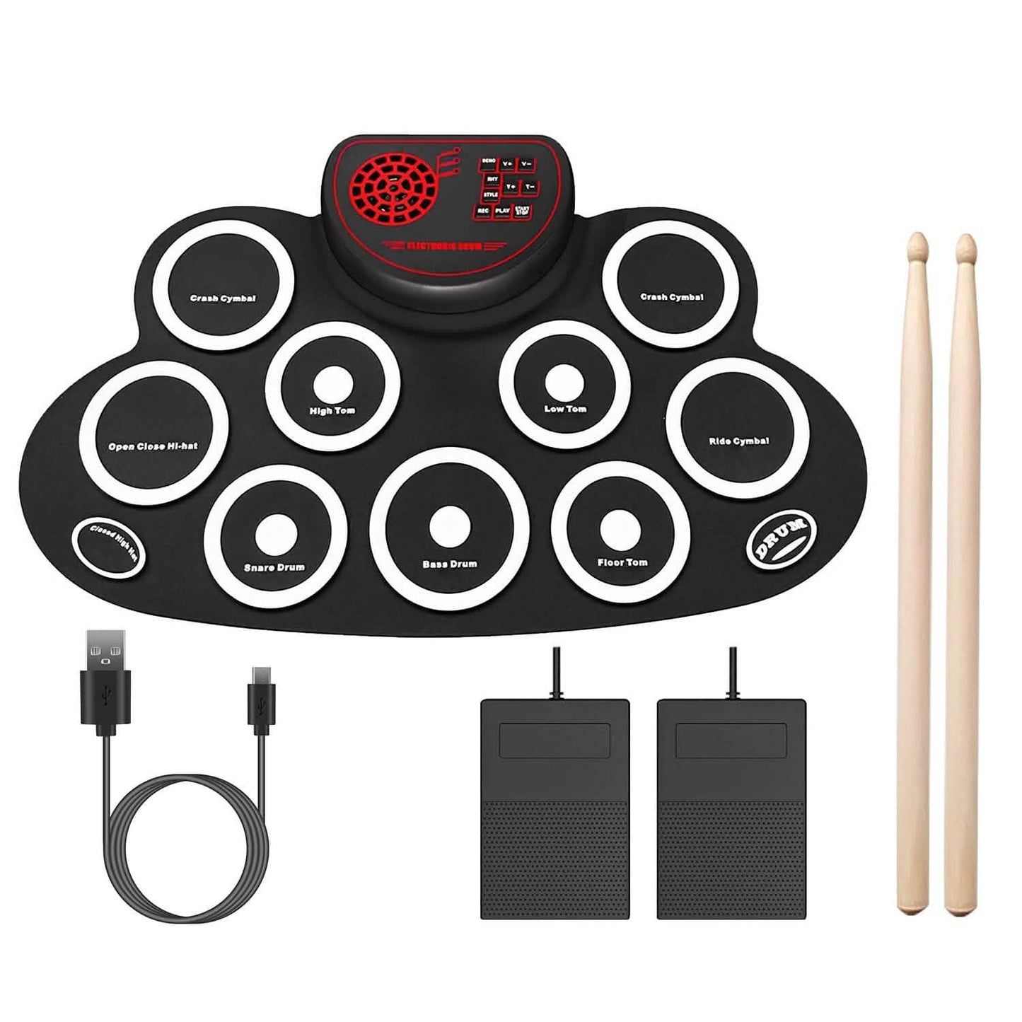 10 Pads Electric Drum Set Foldable DailySale