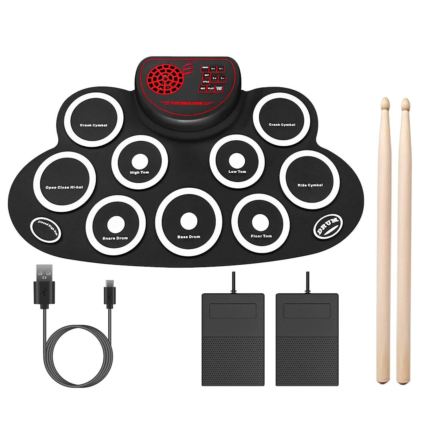 10 Pads Electric Drum Set Foldable DailySale