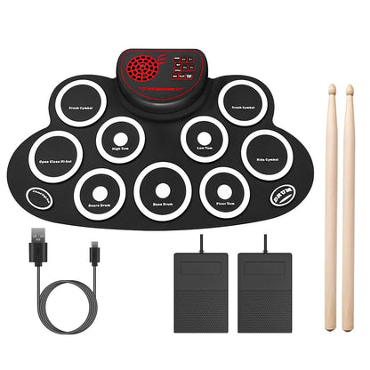 10 Pads Electric Drum Set Foldable DailySale