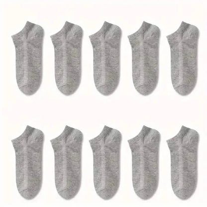 10-Pairs: Men's Solid Sport Low Cut Socks, Breathable Sweat-absorbing Comfy Soft Casual Simple Style Socks DailySale
