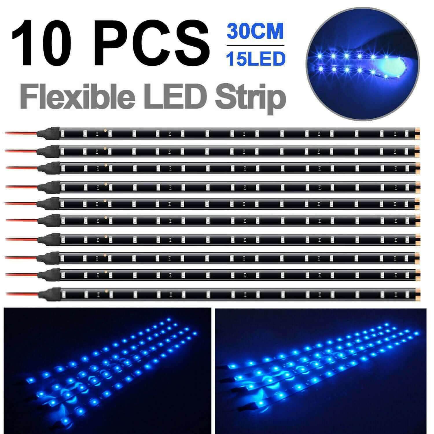 10-Piece: 12" 15SMD Waterproof 12V Flexible LED Strip Light For Car DailySale