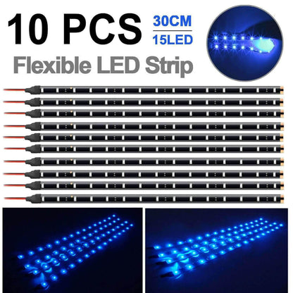 10-Piece: 12" 15SMD Waterproof 12V Flexible LED Strip Light For Car DailySale