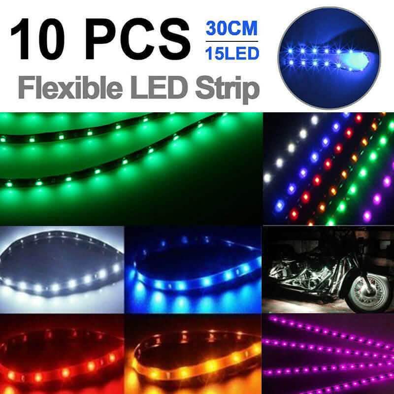 10-Piece: 12" 15SMD Waterproof 12V Flexible LED Strip Light For Car DailySale