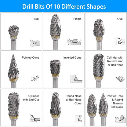 10-Piece: Double Cut Carbide Rotary Die Grinder Bit Set DailySale