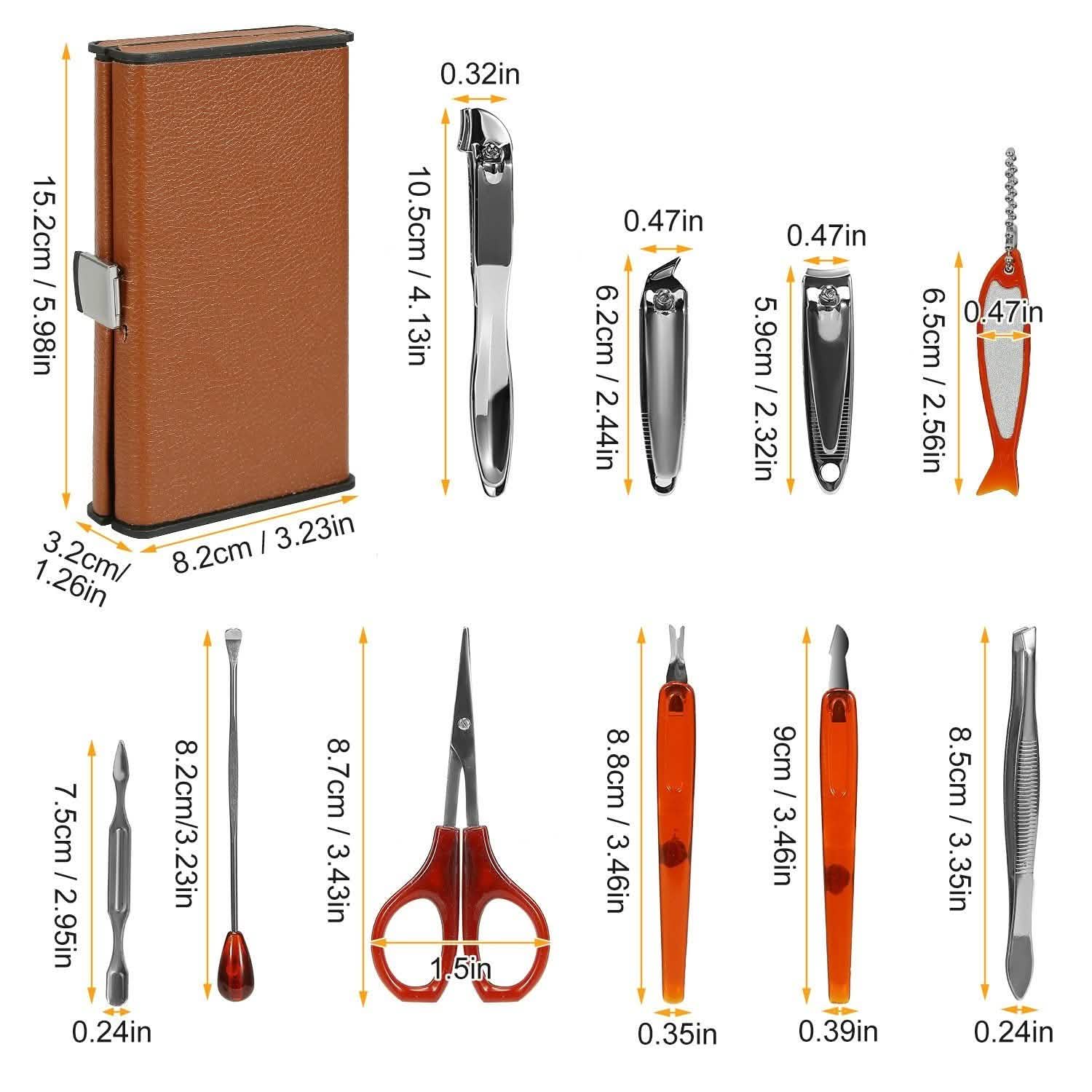 10-Piece: Pedicure, Manicure and Grooming Kit with Leather Case DailySale
