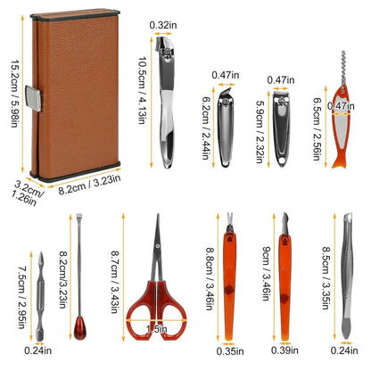 10-Piece: Pedicure, Manicure and Grooming Kit with Leather Case DailySale
