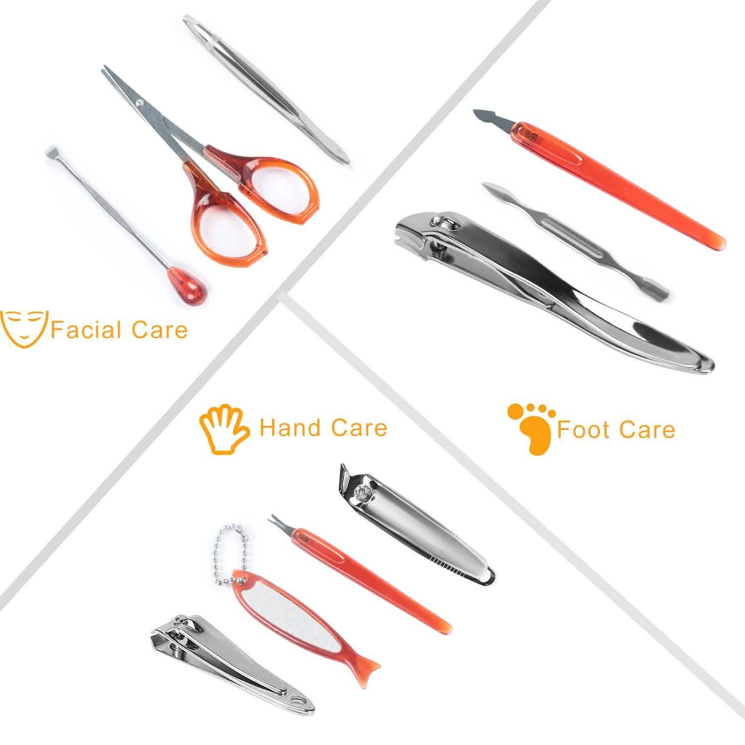 10-Piece: Pedicure, Manicure and Grooming Kit with Leather Case DailySale