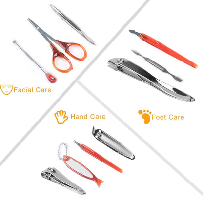 10-Piece: Pedicure, Manicure and Grooming Kit with Leather Case DailySale