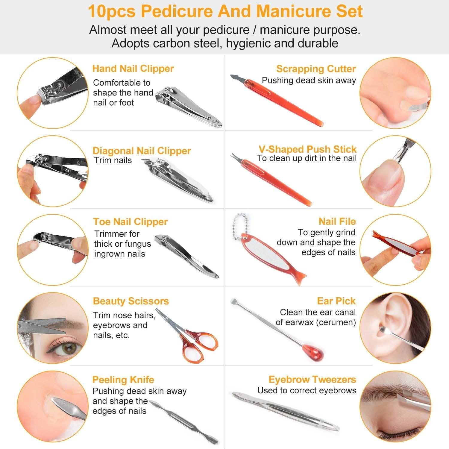 10-Piece: Pedicure, Manicure and Grooming Kit with Leather Case DailySale