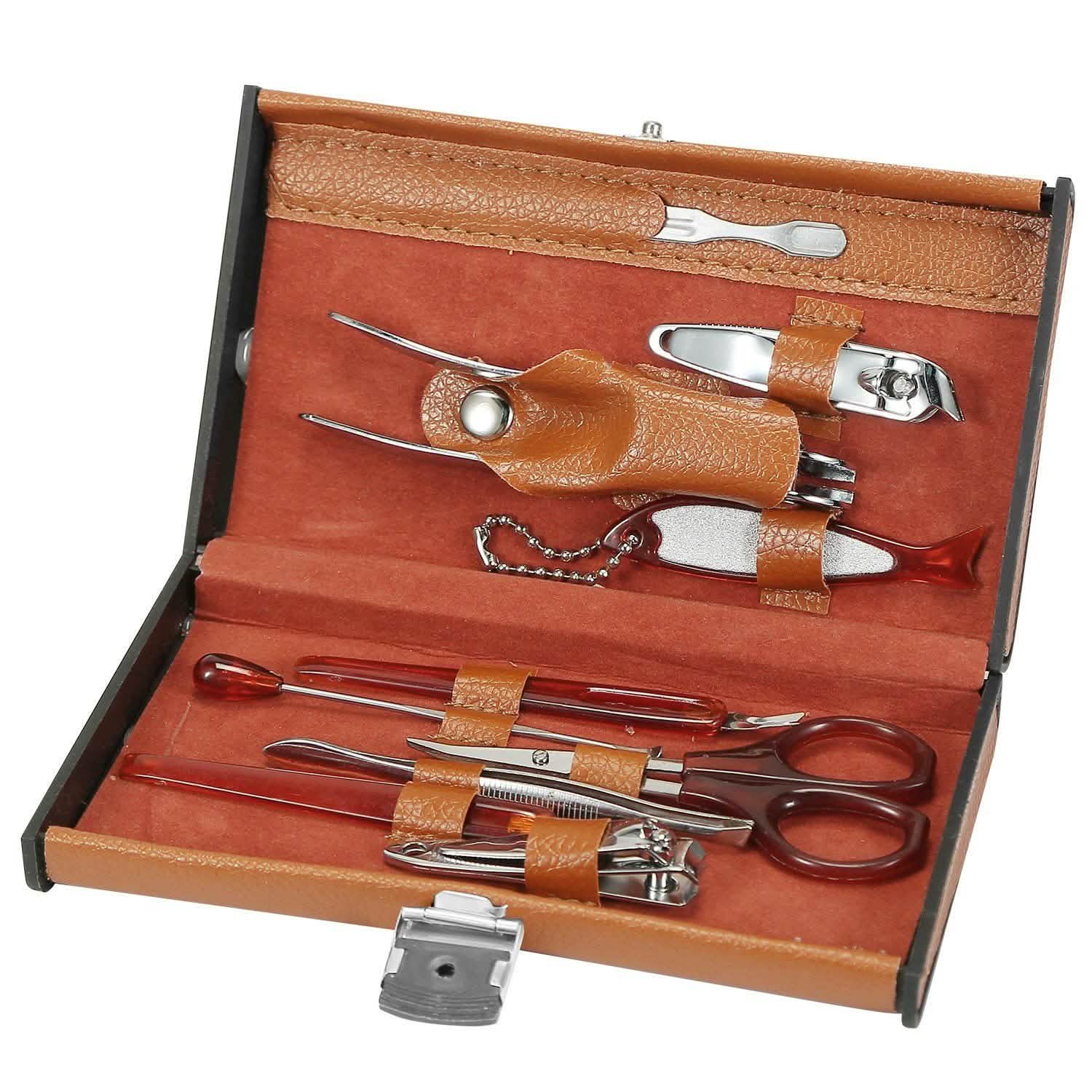 10-Piece: Pedicure, Manicure and Grooming Kit with Leather Case DailySale
