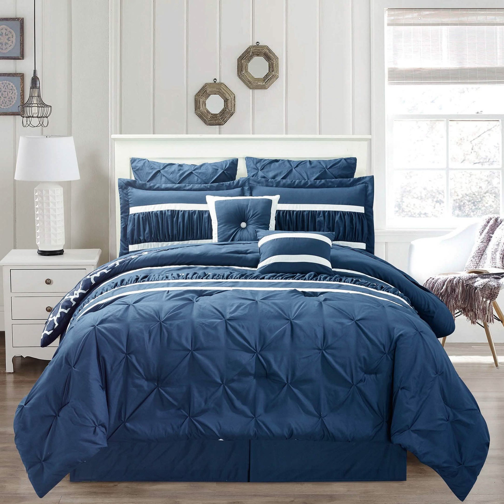 10-Piece Set: Kensie Hotel Quality Pintucked Oversized Comforter Set DailySale