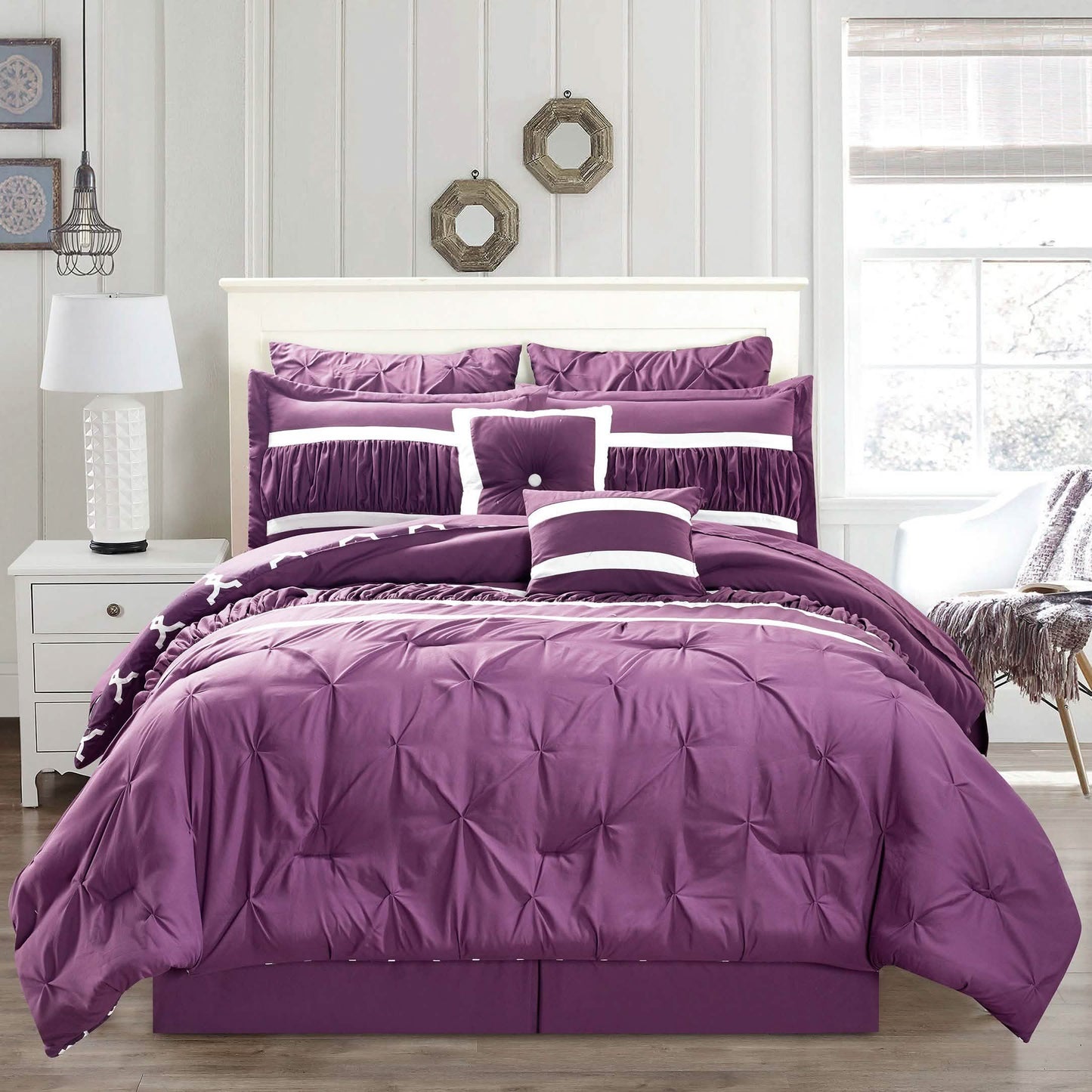 10-Piece Set: Kensie Hotel Quality Pintucked Oversized Comforter Set DailySale