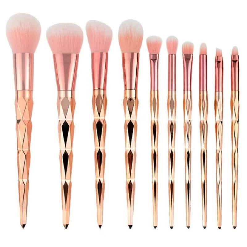 10-Piece: Unicorn Makeup Brush Rose Gold Diamond Handle Set DailySale
