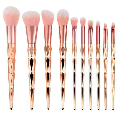 10-Piece: Unicorn Makeup Brush Rose Gold Diamond Handle Set DailySale