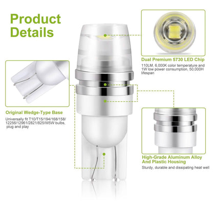 10-Piece: Xenon White Wedge Base LED Bulbs DailySale