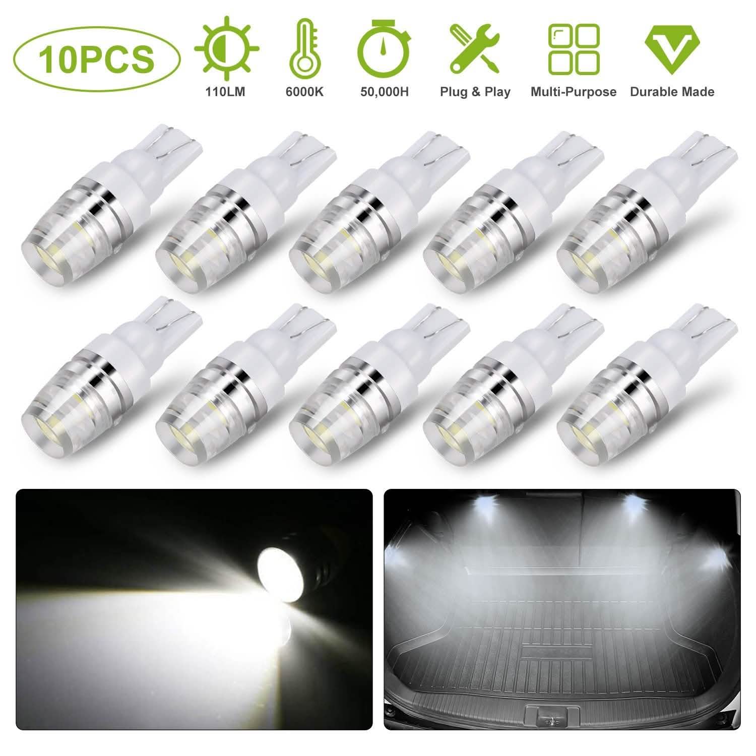 10-Piece: Xenon White Wedge Base LED Bulbs DailySale