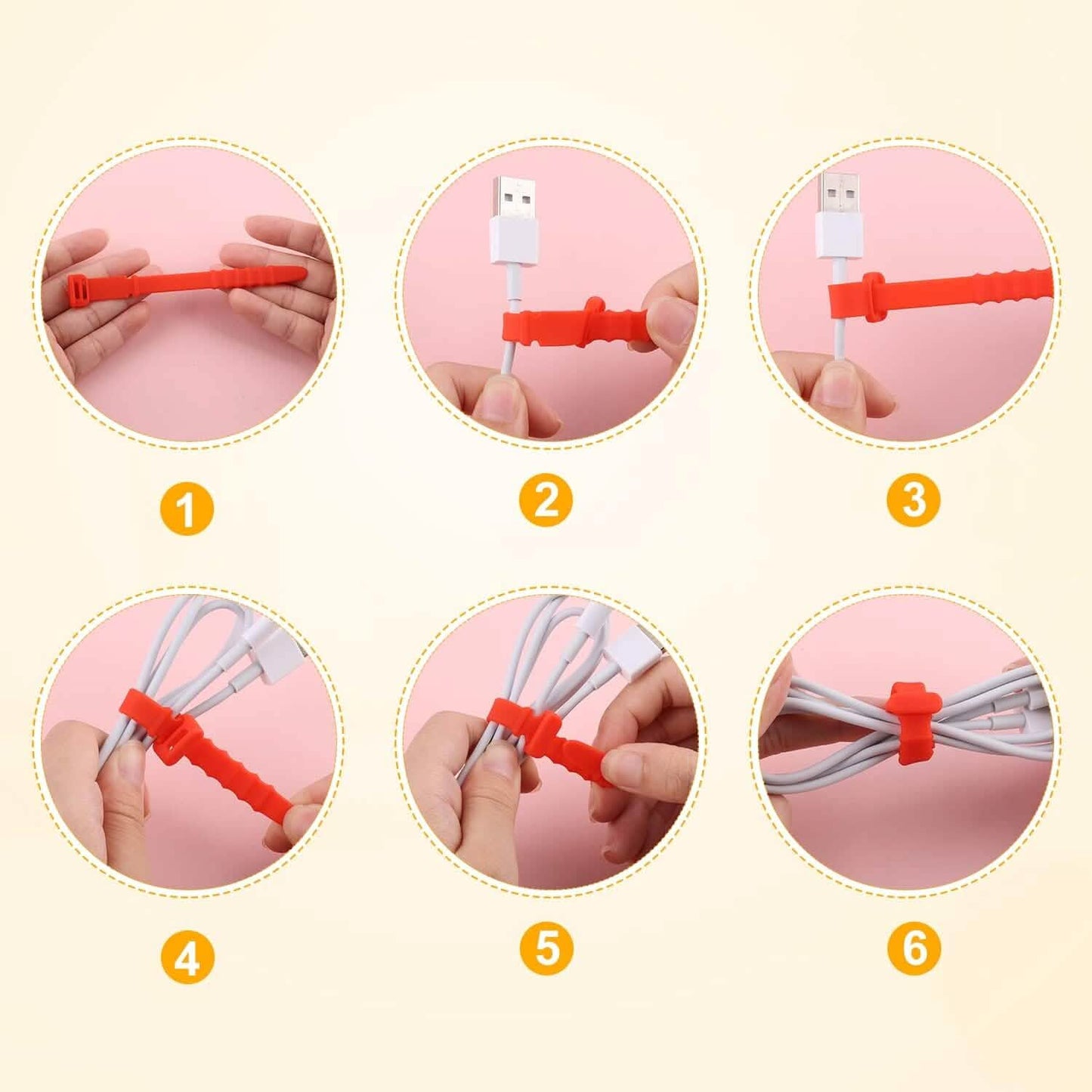 10-Pieces: 4.5 Inch Reusable Wire Ties Cord Organizer Straps Elastic Silicone Cord Organizer DailySale