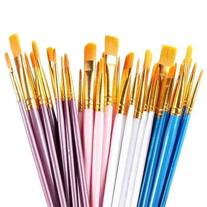 10-Pieces: Artist Paintbrush Nylon Round Pointed Flat Head Set DailySale