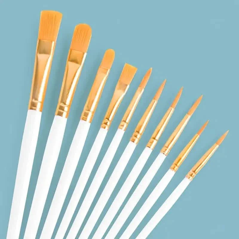 10-Pieces: Artist Paintbrush Nylon Round Pointed Flat Head Set DailySale