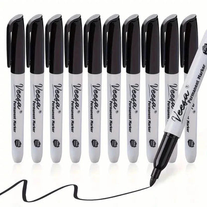 10-Pieces: Black Permanent Markers Fine Tip DailySale