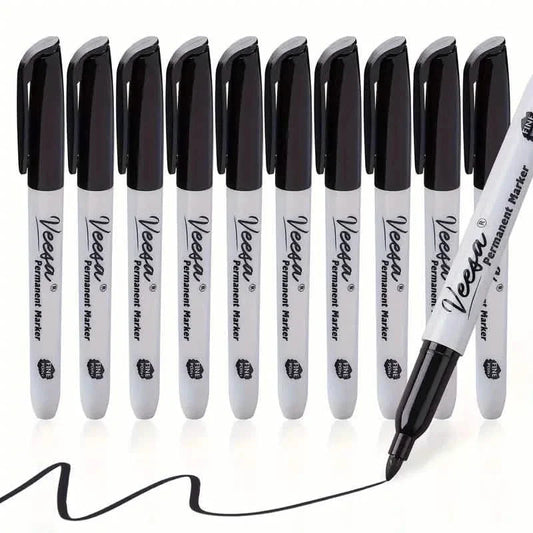 10-Pieces: Black Permanent Markers Fine Tip DailySale