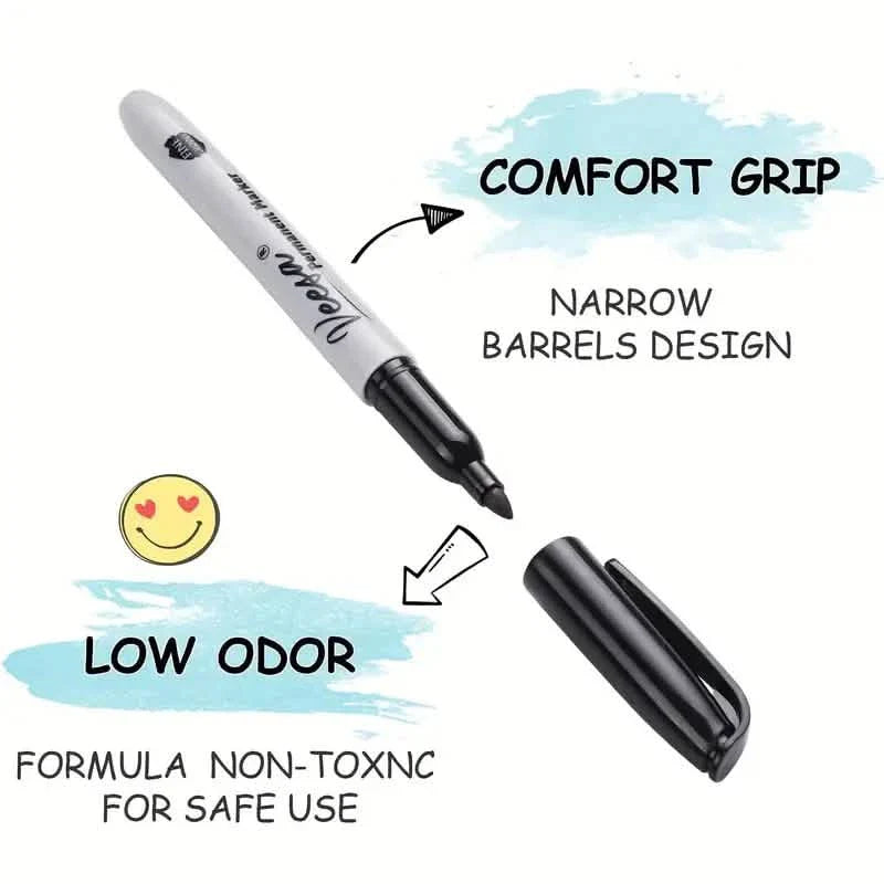 10-Pieces: Black Permanent Markers Fine Tip DailySale