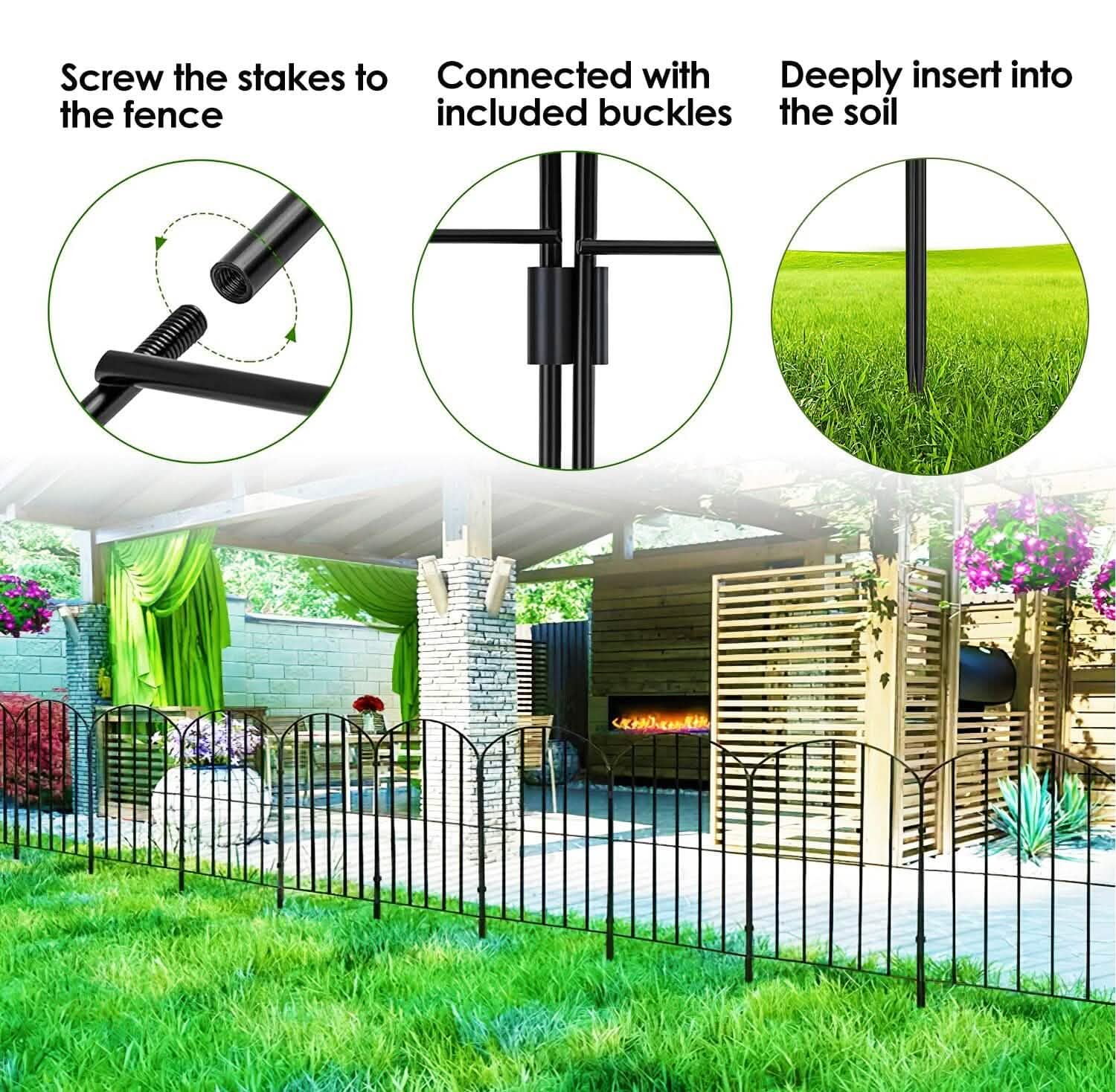 10-Pieces: Decorative Garden Fence Rustproof Iron Wire Arched Fence DailySale