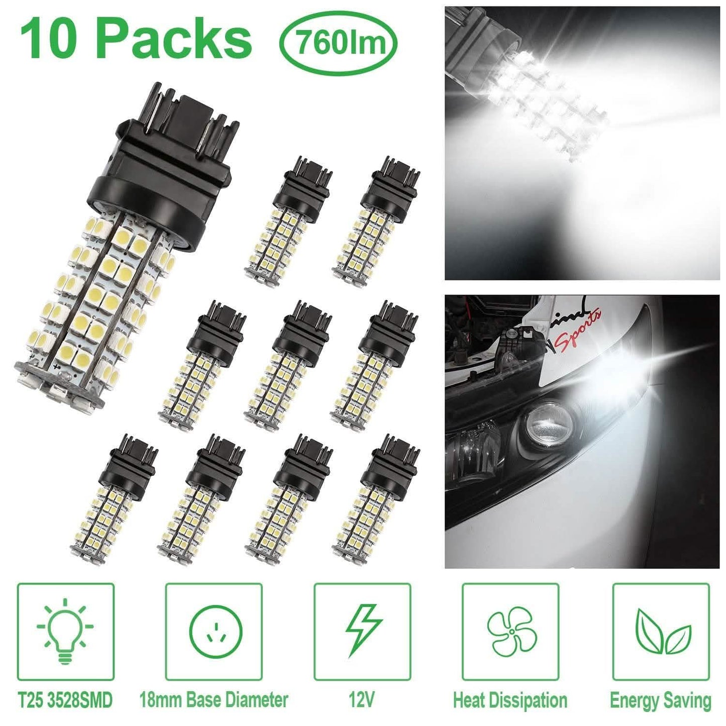 10-Pieces: LED Car Light Bulbs DailySale