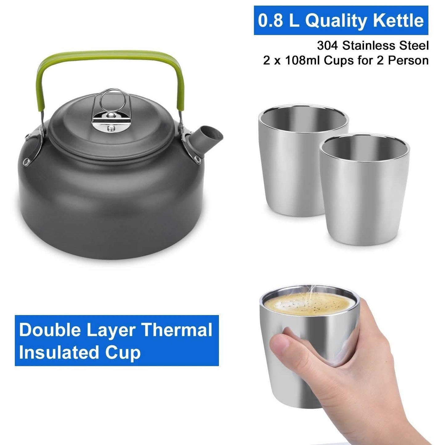 10-Pieces: ODOLAND Camping Cookware Mess Kit DailySale