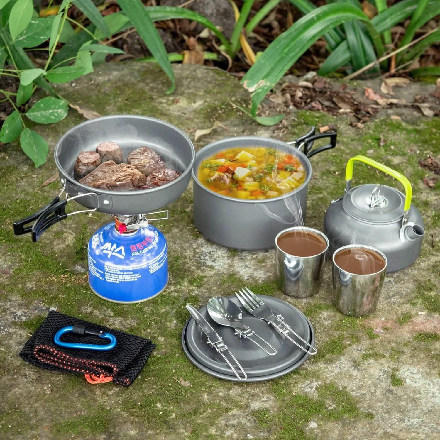 10-Pieces: ODOLAND Camping Cookware Mess Kit DailySale