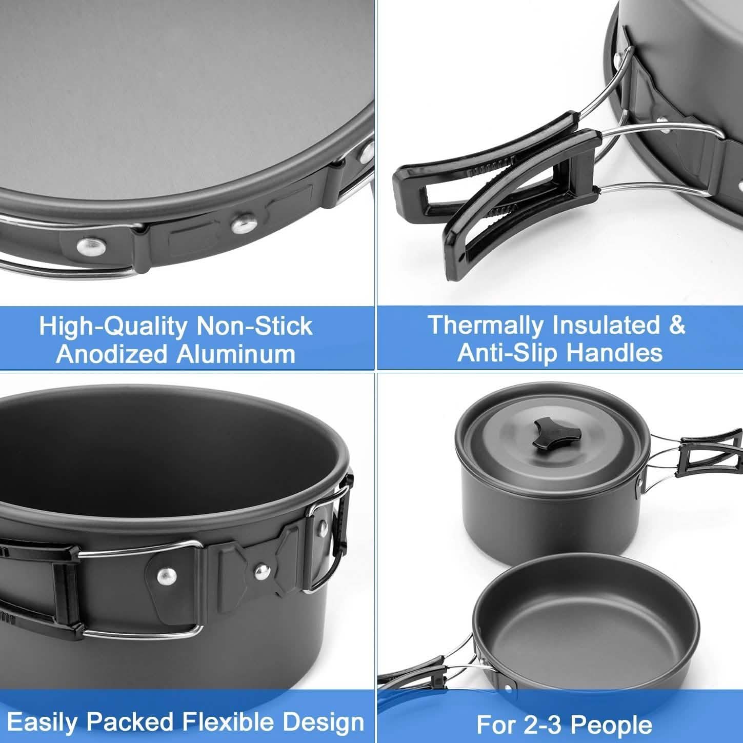 10-Pieces: ODOLAND Camping Cookware Mess Kit DailySale