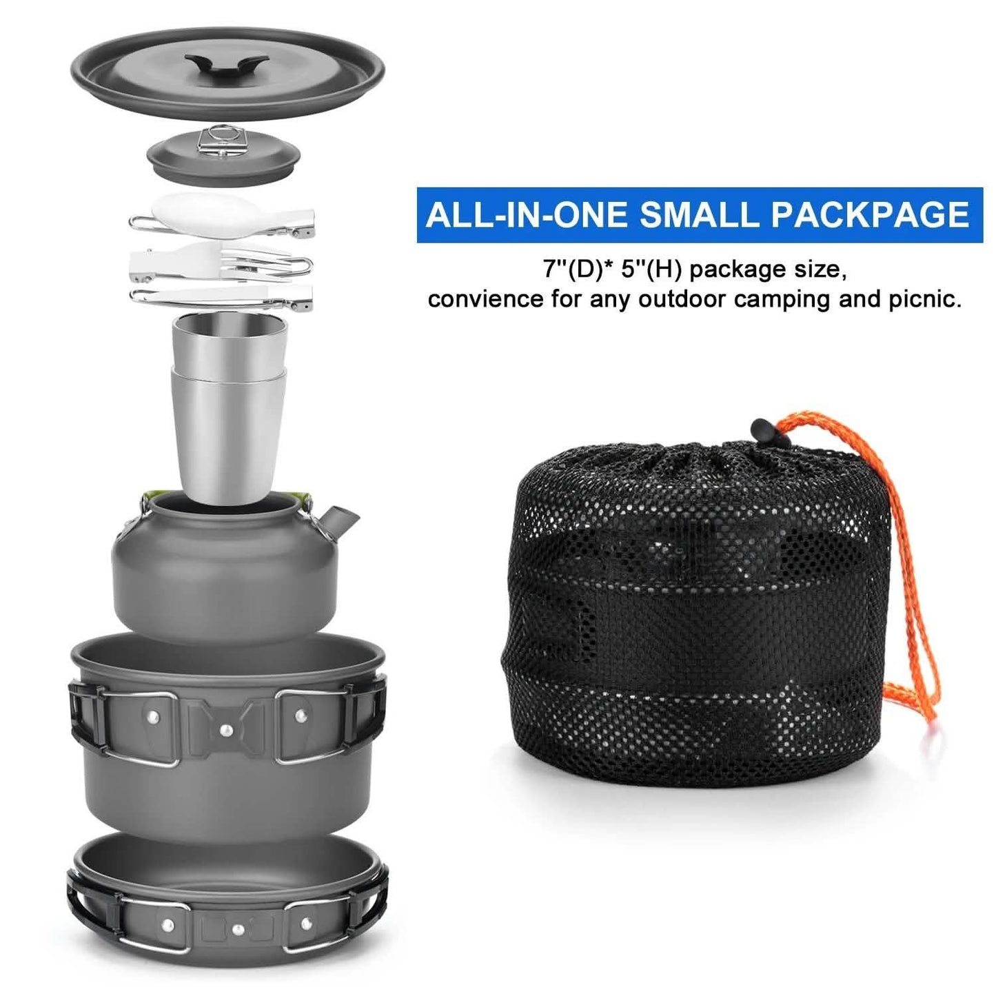 10-Pieces: ODOLAND Camping Cookware Mess Kit DailySale
