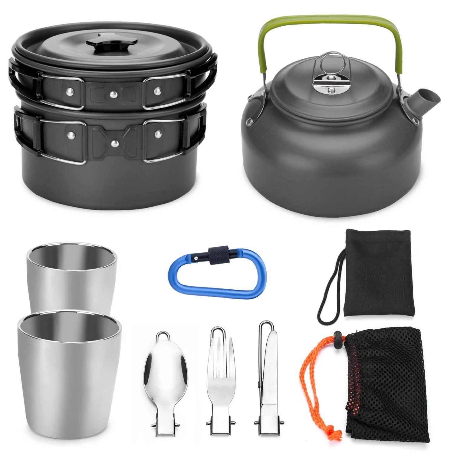 10-Pieces: ODOLAND Camping Cookware Mess Kit DailySale