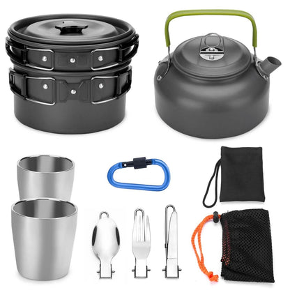 10-Pieces: ODOLAND Camping Cookware Mess Kit DailySale