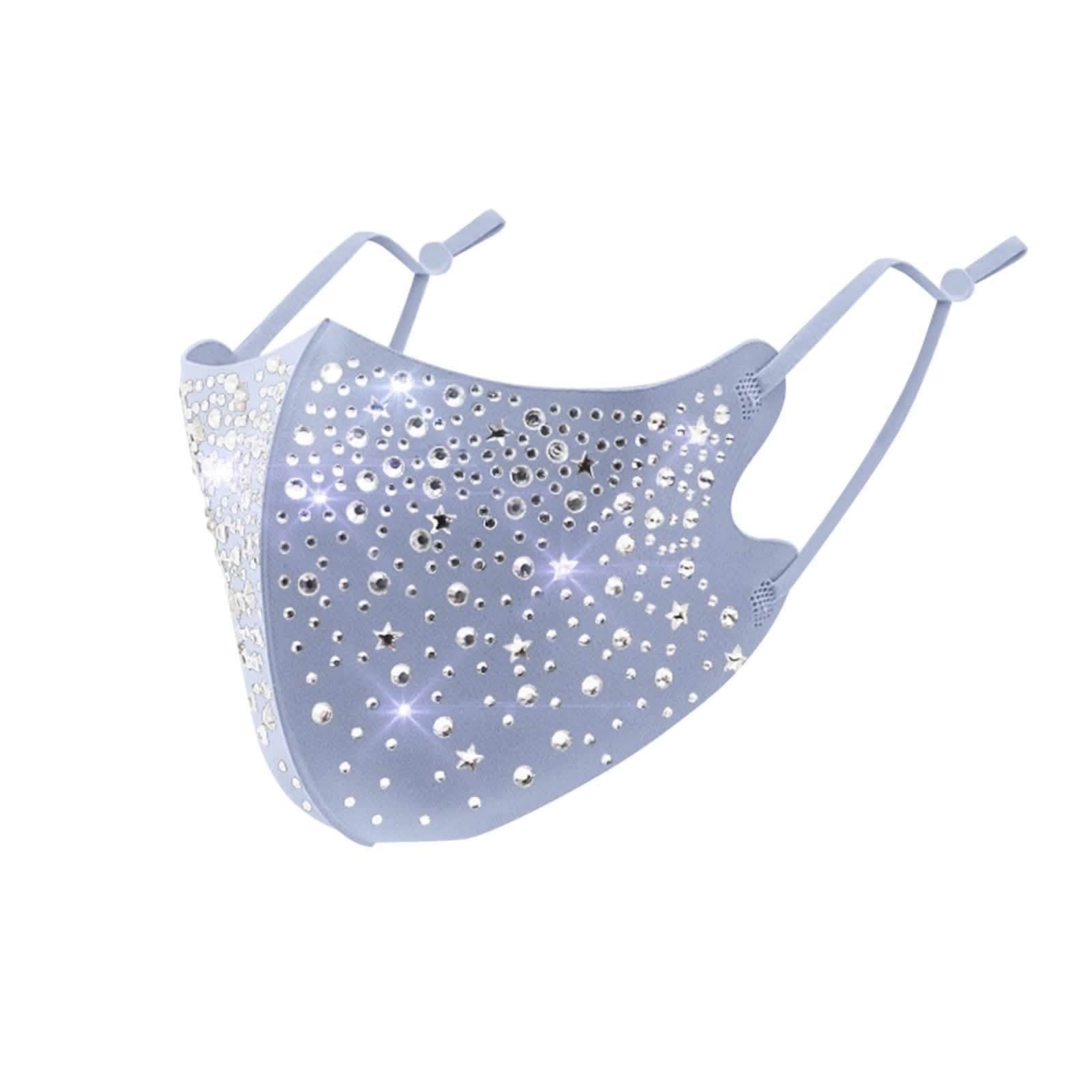 10-Pieces: Women's Face Mask Golden Metal Diamond Water Crystal Color DailySale