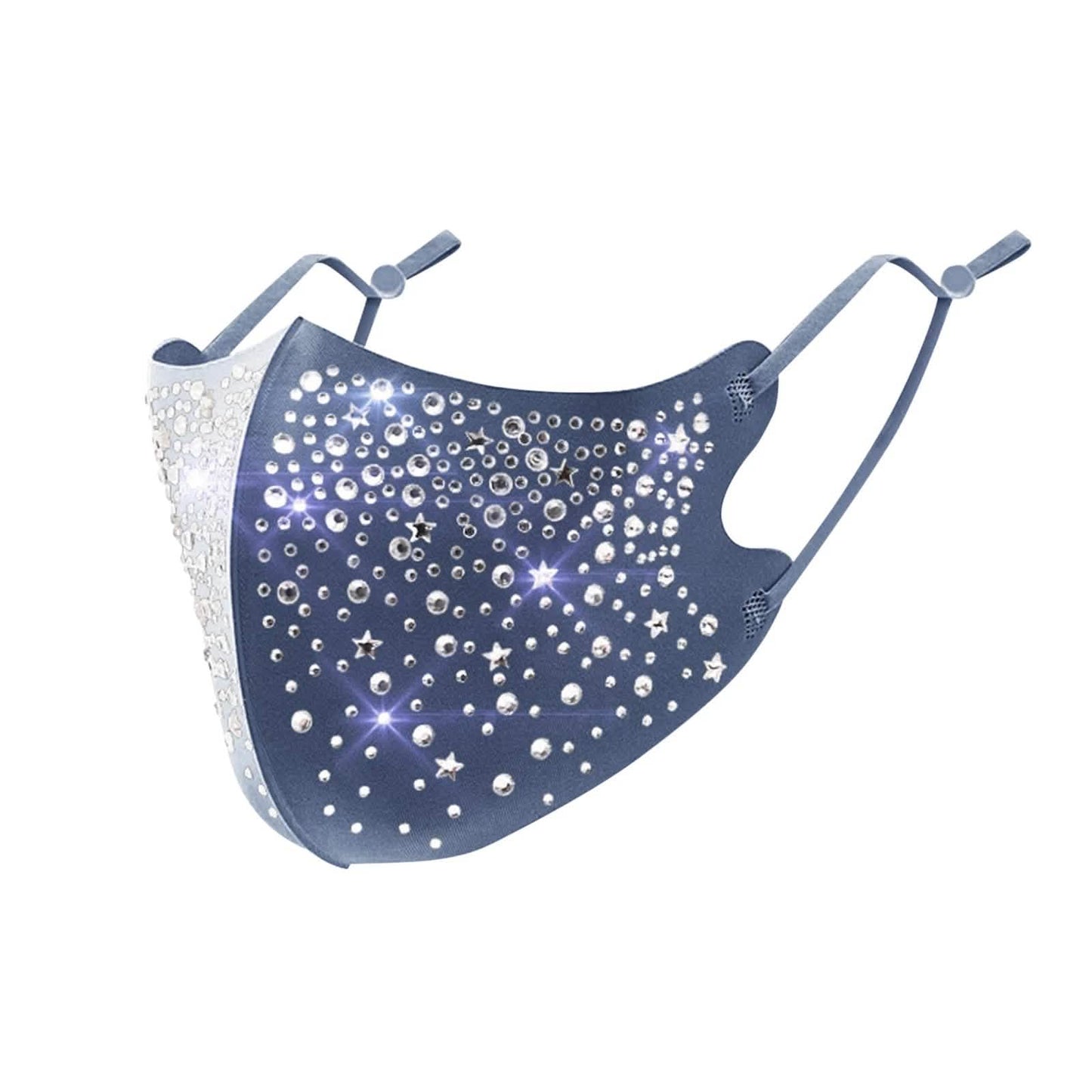 10-Pieces: Women's Face Mask Golden Metal Diamond Water Crystal Color DailySale