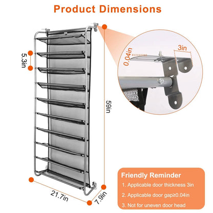 10-Tier Over the Door Shoe Rack Organizer Holder Hanging Storage Shelf DailySale