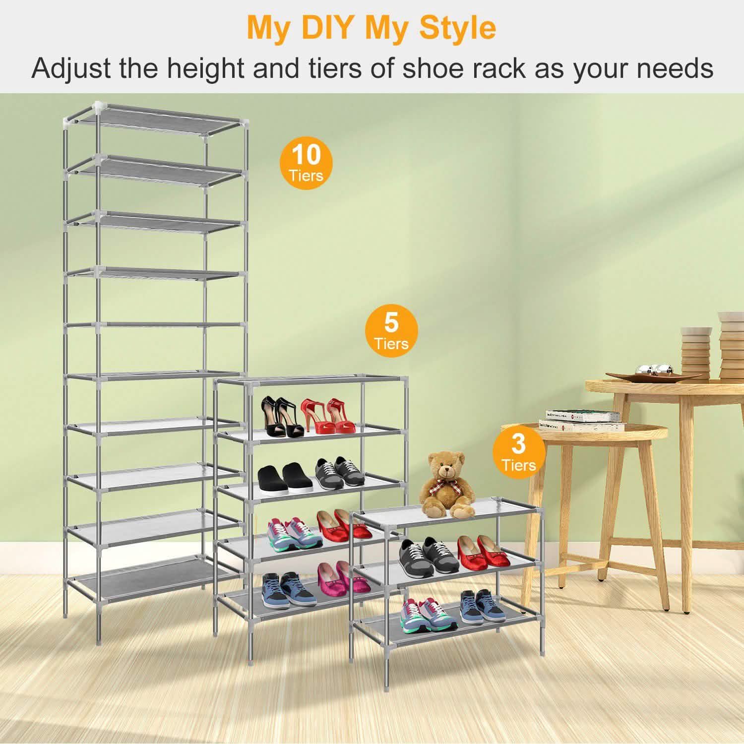 10-Tier Shoe Rack Shelves 27 Pairs Shoes Organizer DailySale