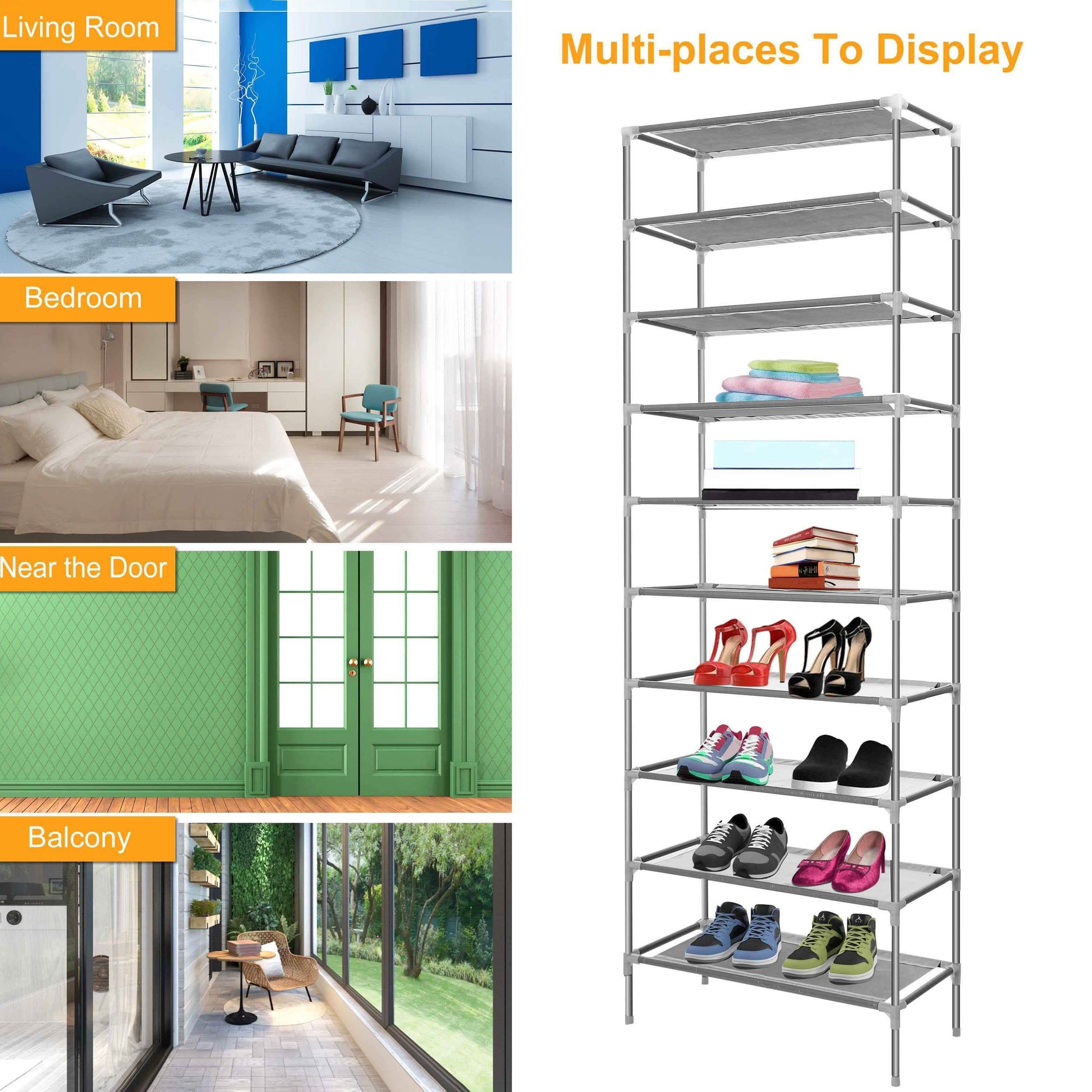 10-Tier Shoe Rack Shelves 27 Pairs Shoes Organizer DailySale