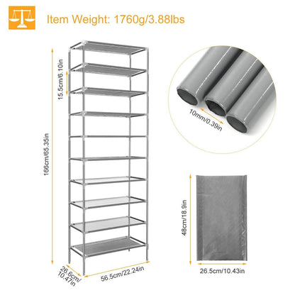 10-Tier Shoe Rack Shelves 27 Pairs Shoes Organizer DailySale
