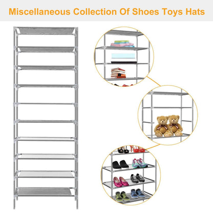 10-Tier Shoe Rack Shelves 27 Pairs Shoes Organizer DailySale